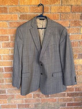 Brooks Brothers 346 Plaid Suit Jacket Blazer 100% Wool Men's Two Button 48R